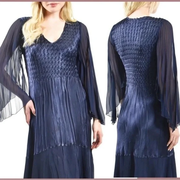 NWOT Komarov Charmuese Metallic Braided Long Sleeve Dress size small reg $510 - Picture 2 of 7